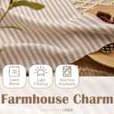 jinchan Striped Linen Kitchen Curtains 30 Inches Length Tier Curtains Farmhouse Modern Cafe Style Small Window Treatments Airy Light Filtering Rod Pocket for Living Room Bathroom 2 Panels Tan