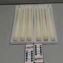 Homemory 6 Pcs Waxy Flameless Taper Candles with Remote, Flickering Battery Operated Candlesticks, Led Fake Candles Tall Candle for Home, Wedding, Party, Ivory, 9.6 inches