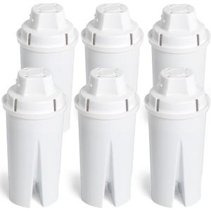 Amazon Basics Enhanced Replacement Water Filters for Pitchers, BPA-Free, WQA & NSF Certified, Compatible with Brita Pitchers & Drinking Water Filter Systems, 1 Year Supply, 6-Pack