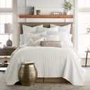 Levtex Home Mills Waffle King/Cal King Quilt Set (106x92in) with 2 Pillow Shams (36x20in) - Cream - Cotton Waffle King Size Quilt Bedding Set - Lightweight, Soft, Pre-Washed