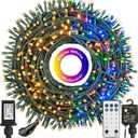 Decute 300LED Christmas Tree Lights Outdoor Indoor String Lights 108FT Extendable, 11 Modes 4 Colors Changing Waterproof Twinkle Fairy Lights Party Decor with Timer Remote(Warm White & 3 Multicolors)