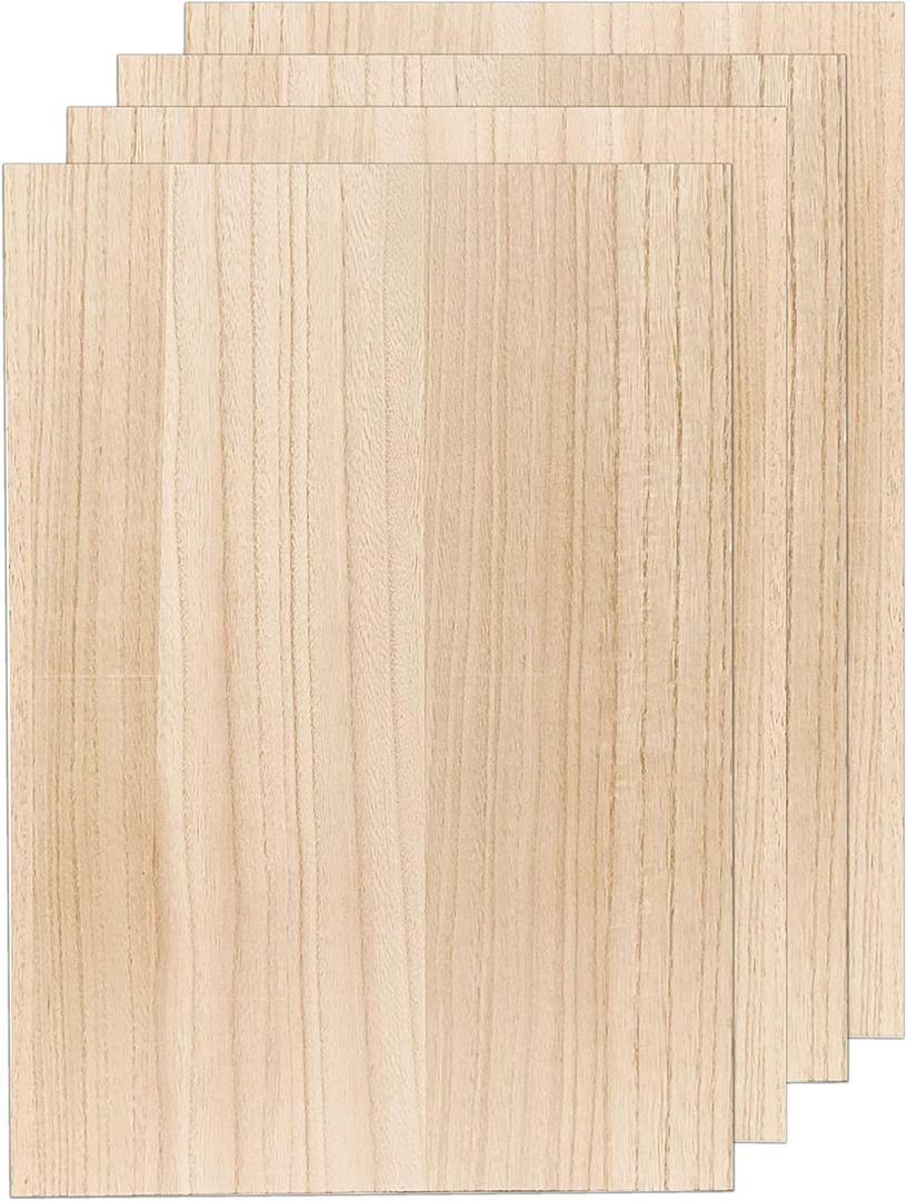 4 Pack MDF Wood Boards 12"x17"-1/4th inch Thick Wooden Planks, Double Sided Veneered MDF Sheet for Homemade DIY Crafts