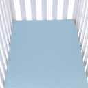 Knlpruhk Silk Fitted Crib Sheet 28" x 52" Surface (100% Pure Mulberry Silk)  9" Deep Pocket (Satin) for Baby Hair 19 Momme 6A High Grade Fibers Ultra Soft Smooth Breathable Lt Blue