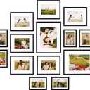 Giftgarden 14 Pack Black Picture Frames with Mat for Various Sizes Photos, Assorted Matted Frame Set Including Two 11x14, Six 8x10, Six 5x7, Gallery Frame Collage for Wall or Tabletop Display