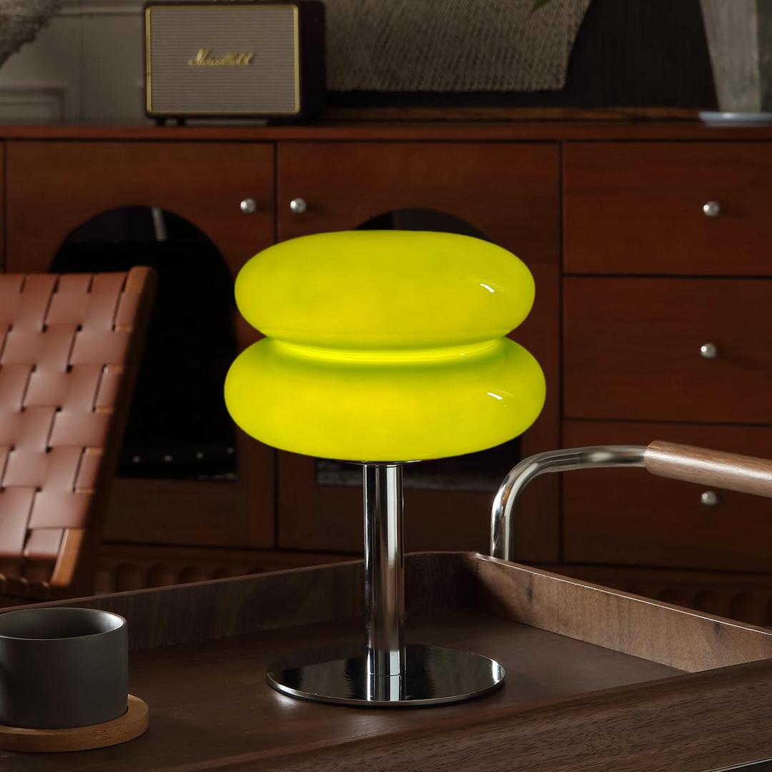 Glivpny Mushroom Lamp Table Lamp for Night Stands,Mid Century Modern Desk Lamps for Bedroom, Vintage Dimmable Bedside Small Lamps, Cute Cool Home Room Aesthetic Decor for Living Room (Green)