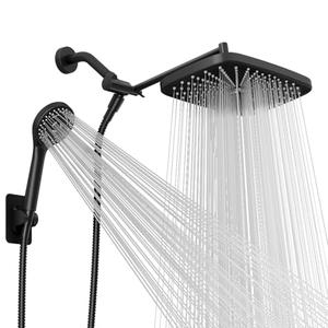 Seacity Wide Rain Shower Head With 5 Modes Handheld Showerheads, High Pressure Showerhead Combo with Extension Arm for Bathroom Accessories, Adjustable Shower Head with Anti-Clog Nozzles (Black)