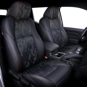 Carlimeki Leather Seat Covers Custom Fit for Tacoma Gen 4th (2024-2026) Double Cab, for SR, SR5, TRD PreRunner, TRD Sport, TRD Off-Road, Limited, Trailhunter - Armrest Covers Included - Fully Covered