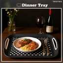 YACEYACE Serving Trays, 2 Pack of Grey Serving Trays, Non Slip-Food Trays with Handles, Trays for Serving Food, Party, Drink, Dining, Cake