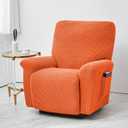 CONRUSER Stretch Recliner Chair Covers, 4-Piece Soft Sofa Cover Thick Single Seat Couch Cover Jacquard Recliner Slipcover with Pocket (Orange)