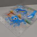 BEEHOMEE Bath Mats for Tub Kids,Baby Toddler - Large Cartoon Non-Slip Bathroom Bathtub Anti-Slip Shower Mats for Floor 35x15,Machine Washable XL Size Bathroom Mats (Blue-Octopus)