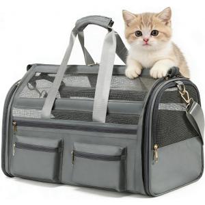 Cat Carrier, Small Dog Carrier for Small Medium Pets Up to 15 LbsPet Carrier Airline Approved,Soft-Sided Puppy Travel Bag with Safety Zippers,Chihuahua Carry Case, Kitty Cloth Cage