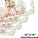 Cork Placemat Set of 4 - Cork-Back Heat Resistant Place Mats, 16"x12" Spring Bunny Eggs Table Mats for Easter Farmhouse Holiday Dining Party Decoration