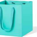 Teal Blue Paper Gift Bag 10 in Large Gift Box Square Bottom Kraft Paper Bags with Handles for Wedding Baby Shower Birthday Party (Teal Blue, 10 x 10 x 10 in, 10 CT)