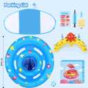 Baby Pool Float with Canopy, Inflatable Baby Swim Float with UPF50+ Sun Protection, Toddler Infant Pool Float with Toy Play Console Adjustable Safety Seat for Kids Girls Boys Aged 6-36 Months