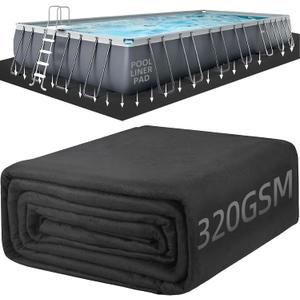 POOLHACKER 12 ft x 20 ft Rectangle Pool Liner Pad, [2026 New Pool Pad 9.4 oz/yd² Heavy-Duty] Rectangle Pool Liner Pad for Above Ground Pools, Prevents Punctures, Effortless to Install