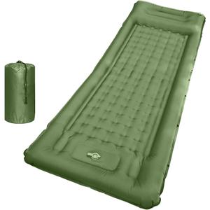78in x 29in x 5in Camping Sleeping Pad, Upgraded Durable Waterproof Compact Traveling Air Mattress, Built-in Foot Pump, Ultralight Inflatable Sleeping Mat for Backpacking, Hiking (Green)
