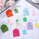6 Pcs Colorful Tea Bag Bookmarks Tea Party Back to School Favors Cute Hand Embroidered Bookmarks Gift for Women Teacher Book Reading Lovers Gift