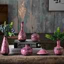 Mowtanco Pink Ceramic Bud Vases, Set of 6 Small Glazed Pottery Vases for Floral Arrangements, Decorative Rustic Vases for Modern Farmhouse Home Decor, Living Room, Dining Table Centerpieces