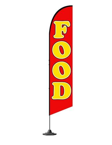12x2.5 Feet Tall Feather Flags "Food" - Feather Flag Decorations for Business Advertising - Polyester Flag Banner for Storefronts - Special Tapestry and Food Themed Flags - Flagpole is Not Included