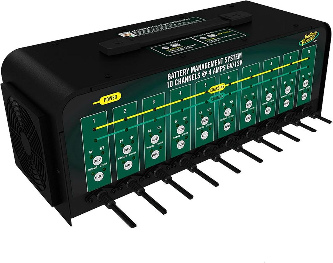 Battery Tender 10 Bank Multibank Charger - 40 AMP (4 AMPs Per Bank) - Selectable 12V / 6V - Smart and Switchable 12V Multi Battery Charger and Maintainer - 021-0134-DL-WH