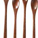 4PCS 7.8inch Wooden Spoons for Honey and CoffeeSmall Wooden Spoons with Long Handle for Stirring  Padauk Wood Honey Spoon & Coffee Spoons for Jars, Tea and Spice