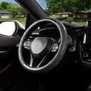 SEG Direct Car Steering Wheel Cover Small Size for Prius Civic Model 3 Model Y Camaro Rogue with 14"-14 1/4" Embossed Microfiber Leather with Carbon Fiber Pattern Black