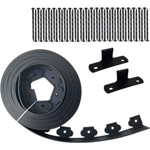 Landscape Edging 40ft Garden Edging with 40 Spikes, 2in Tall Plastic Paver Edging for Landscaping, Flower Gardens, Lawn (Black-40ft)