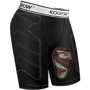 KOOPOW Youth Boys Padded Compression Sliding Shorts Pants with Soft Protective Athletic Cup & Pocket, Baseball Slider Underwear for Kids, Baseball, Football, Lacrosse