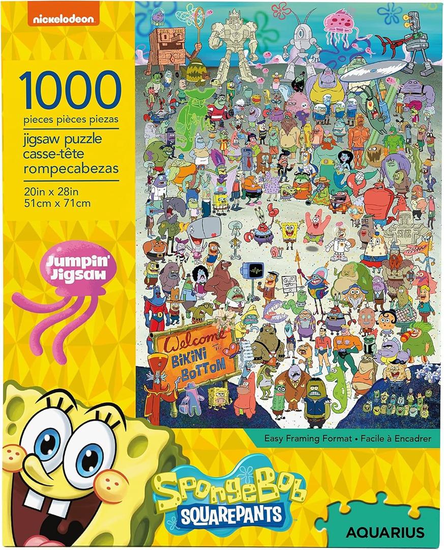 AQUARIUS SpongeBob SquarePants Puzzle (1000 Piece Jigsaw Puzzle) - Officially Licensed SpongeBob Merchandise & Collectibles - Glare Free - Precision Fit - 20 x 28 Inches