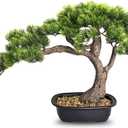 Artificial Bonsai Tree, Large Faux Pine Plants 15 inch, Faux Juniper Potted Plants Indoor Decor for Office Desk Home Table, Greenery Desktop Bonsai Plant for Room Decorations, Tall 15"
