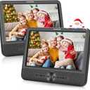 FANGOR 7.5 Inch Dual Car DVD Player, Portable DVD Player for Car with 5 Hours Rechargeable Battery, Last Memory, AV Out/in, Support USB/SD/Sync TV, All Regions