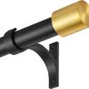 Drapery Window Curtain Rods 72 to 144 Inch, Modern Window Curtain Rod with Brushed Gold End Cap Finials,1" Window Treatment Curtain Rod for Wall and Ceiling Mount