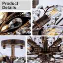 Wellmet Vintage Crystal Ceiling Light Fixture, 5 Lights Bronze Semi Flush Mount Ceiling Light Fixture, Modern Farmhouse Chandelier for Dining Room, Bedroom, Bathroom, Entryway, Hallway, W-24in