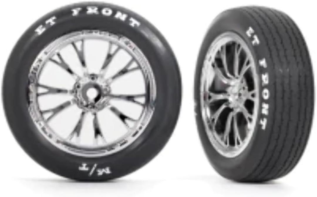 Traxxas 9474R Tires & Wheels, Assembled, Glued (Weld Chrome Wheels, Tires, Foam Inserts) (Front) (2)
