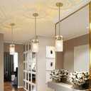4.72" Hammered Glass Pendant Lighting for Kitchen Island 1 Pack, Modern Brushed Gold Pendant Light Fixtures, Adjustable Ceiling Pendant Light for Kitchen Island Dining Room Bedroom Hallway