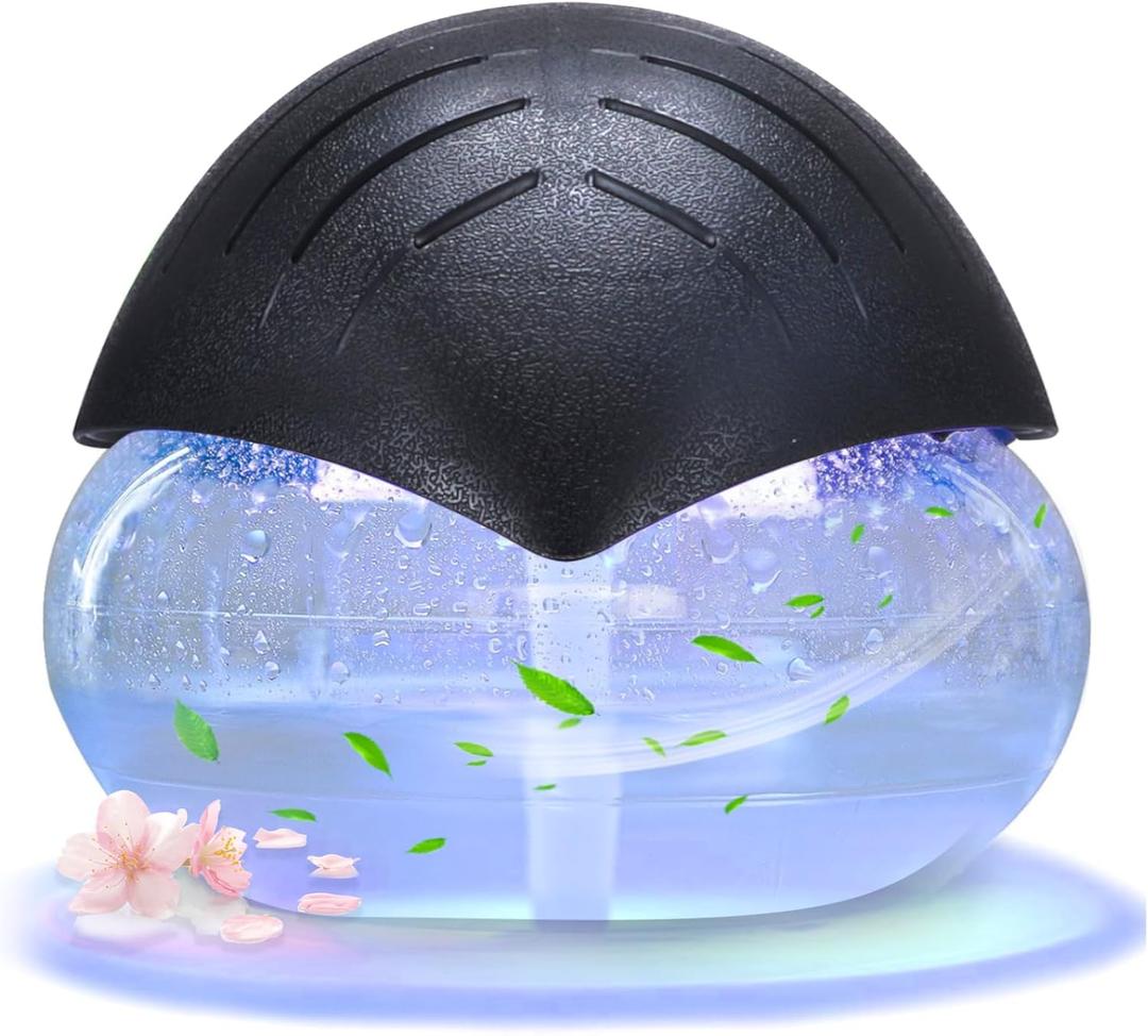 Air FreshenerBlack - for Home, Bedroom, Office and Warehouse - Essential Oil Aroma Diffuser with LED Color Night Light and Soothing Water Flow Sound - for Pets and Smokers.