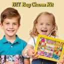 HolidayQbee DIY Bead Keychain Making Kit for Kids Beaded Bag Charm Kit Alphabet Beads Muti-Colorful Heart Pony Bead for Key Chain Making Kit Bag Charm Making Kit Gifts for Boy Girls