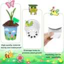 Garden Plastic Pot Craft Kit 32 Nursery Pots with 32 Stickers 32 Plant Labels 4 Painting Tools and 1 Ribbon for Mother's Day Flower Plant Spring Graduation DIY Crafts Painting Gardening Growing Tools
