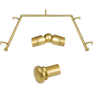 TONIAL Bay Window Curtain Rods, 32-86 Inch Center Rod for window, 20 to 82 Inch Side Rods for windows 3/4 Inch Decorative Drapery Rods with Small Cap Finial, Gold