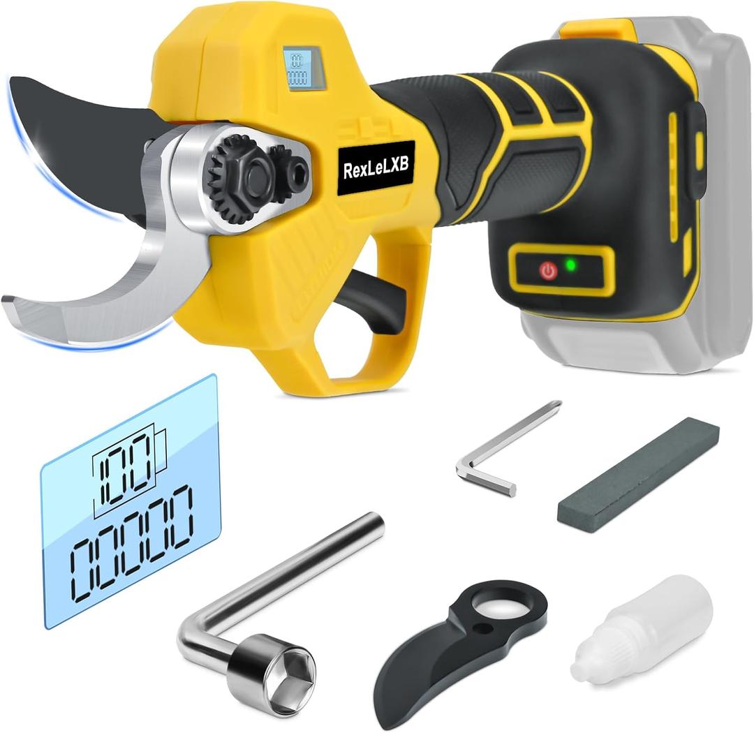 Cordless Electric Pruning Shears for DeWalt 20V Battery, Brushless Tree Pruner with LCD&SK5 Blades, Adjustable Cutting Dia. 0.8-1.2 Inch for Gardening, Tree Pruning(NO Battery)