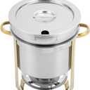 11Qt Soup Chafer,Stainless Steel Round Soup Warmer,Soup Warmer Catering Supplies Food Warmer,Chafing Dish Buffet Set with Fuel Holder,Commercial Soup Pot Chafing Dish for Holiday Parties Events