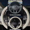 Steering Wheel Cover Universal Standard Size 14.5-15 inch, Breathable Microfiber Leather, Anti-Slip, Soft Grip, Fits Most Cars SUVs Trucks, Light Cream White