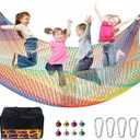 Climbing Net for Kids - 3.3FT x 9.9FT Double Layers Heavy Duty Playground Safety Net, Climbing Cargo Net for Tree House Tree Fort, Back Yard, Jungle Gyms, Monkey Bar Security MeshRainbow