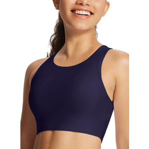 baleaf Women's Swim Bra Modest High Neck Bikini Tops Quick Dry UPF 50+Bathing Suit Sports Workout Removable Padded 38