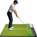 Dual Turf Golf Hitting Mat with Ball Tray, 5x4 & 6x4 ft, 26mm/31mm Thick, Alignment Aid, Golf Practice Mat Indoor & Outdoor, Driving & Chipping Pad Simulator Mat