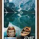 Hongkee 27x40 inch Poster Frame, Rustic Brown Wood Style, Wall Mounting