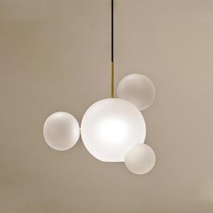 MIXL- Frosted Glass Bubble Pendant Light,4-Balls White Glass Chandelier, Art Deco Kitchen Island Lighting, Modern Ceiling Hanging Lamp for Living Room Dining Room and Hotel