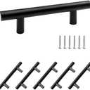 Seimneire 5 Pack Drawer Pulls 3 Inch Hole Centers, Matte Black Cabinet Pulls Kitchen Cabinet Handles, Stainless Steel Drawer Handles, Overall Length 127mm