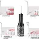 SARMOCARE Water Dental Flosser, Cordlss Oral Irrigator 300ML 4 Modes 4 Tips Pattern Water Tank Rechargeable Water Flossers for Home Travel(Black)