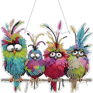 Diamond Art Hanging Kit for Adult,Special Shaped Rhinestone,DIY Acrylic 5D Diamond Art Painting Window Pendants Home Garden Wall Hanging Kits Hanging Ornament,Double Sided. (Bird)